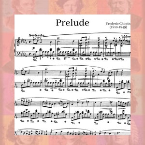 Chopin "Raindrop" Prelude Op 28 No 15 Frederic Frédéric Solo Piano Sheet Music Printable PDF 3 Page Download