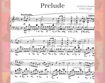 Chopin &quot;Raindrop&quot; Prelude Op 28 No 15 Frederic Frédéric Solo Piano Sheet Music Printable PDF 3 Page Download