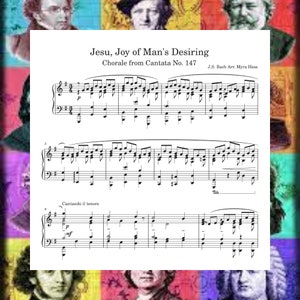 Jesu, Joy Of Man&#39;s Desiring Bach BVW147 Piano Solo Sheet Music Download Printable PDF 4 Pages