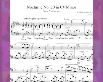 Chopin Nocturne 20 C Sharp Minor Op. Posthumous Frederic Frédéric Solo Piano Sheet Music Printable PDF 3 Pages Download