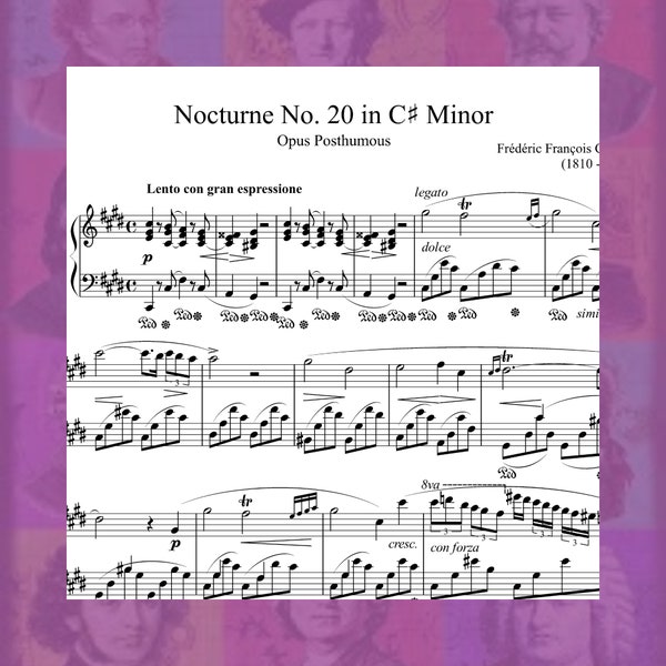 Chopin Nocturne 20 C Sharp Minor Op. Posthumous Frederic Frédéric Solo Piano Sheet Music Printable PDF 3 Pages Download