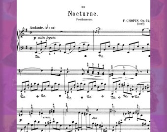 Chopin Nocturne 19 E Minor Op. 72 No. 1 Frederic Frédéric Chopin Piano Solo Sheet Music Printable PDF 4 Pages Download