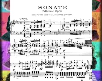 Beethoven Pathétique Sonate No. 8 (Komplett - alle 3 Sätze) Op 13 Pathetique Solo Klavier Noten Printable PDF 18 Seiten Download