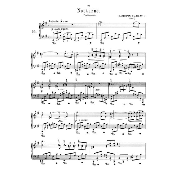 Chopin Nocturne 19 E Minor Op. 72 No. 1 Frederic Frédéric Chopin