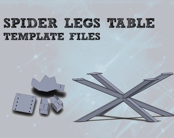 Spider loft table legs assembly template + blueprints + DXF files, modern table base, steel dining table