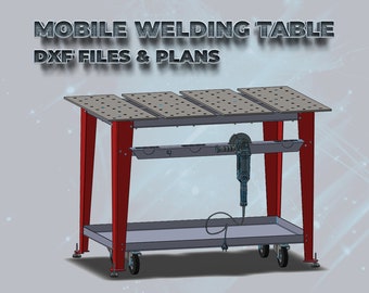Mobile Welding Fixture Table Cart 0,8x1,2m fi16 DIY plasma plans DXF workshop blueprints