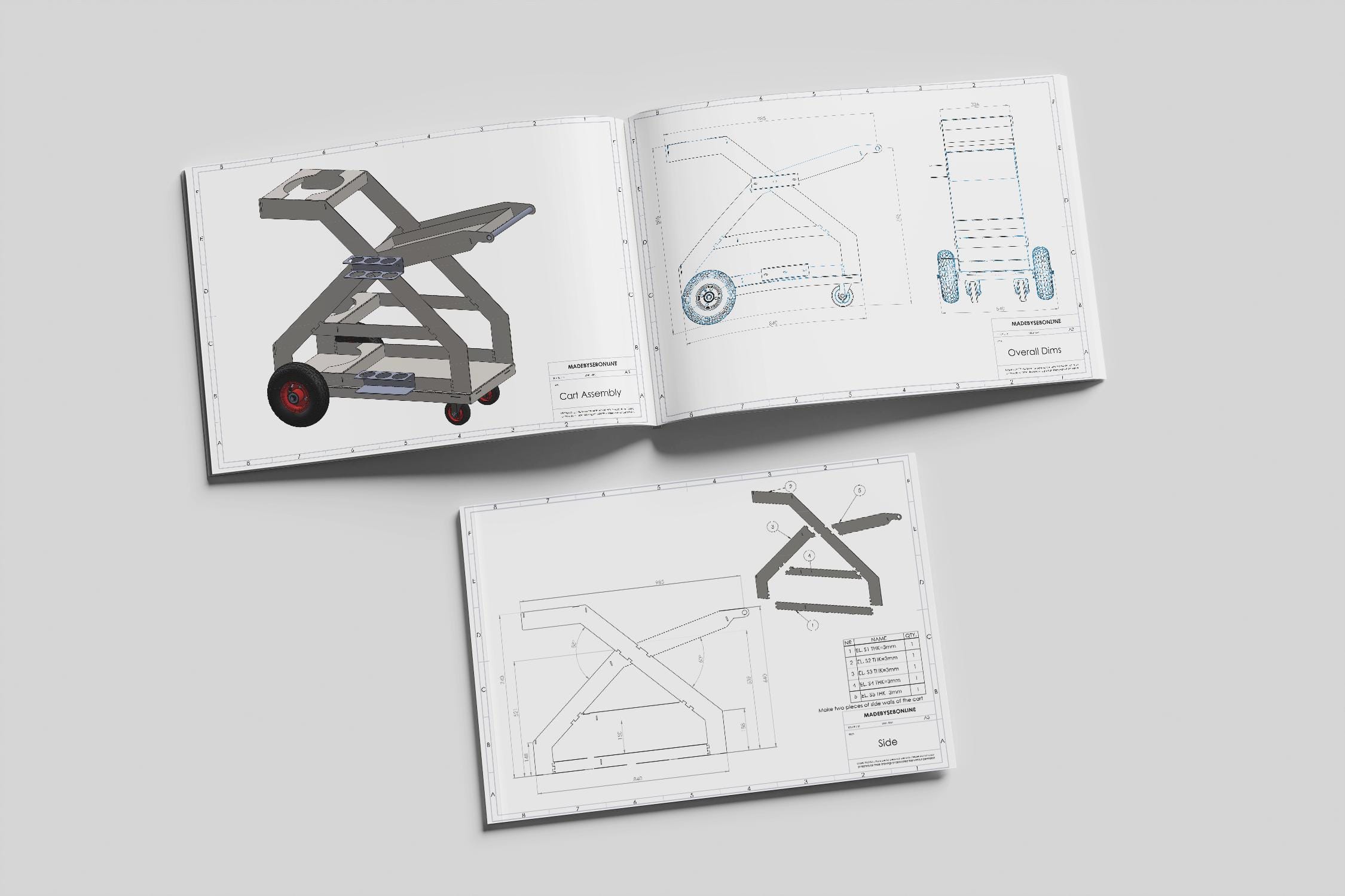Trolleys Dxf File Heavy Duty Welding Cart DXF CNC PDF - Plans for 5mm Sheet Metal ...