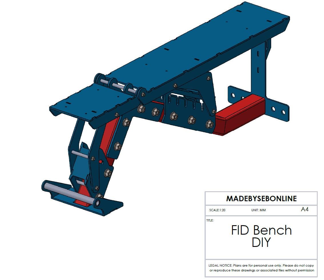 DIY FID Weight Bench Plans, CNC Laser Cut Ready (pdf, Dxf, Step Files ...