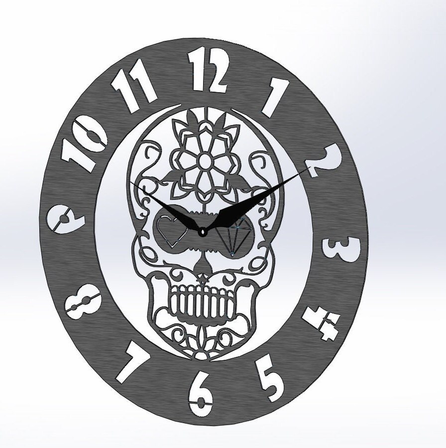 Wall Clock Mexican Skull Dia De Los Muertos Laser Cut Template Etsy