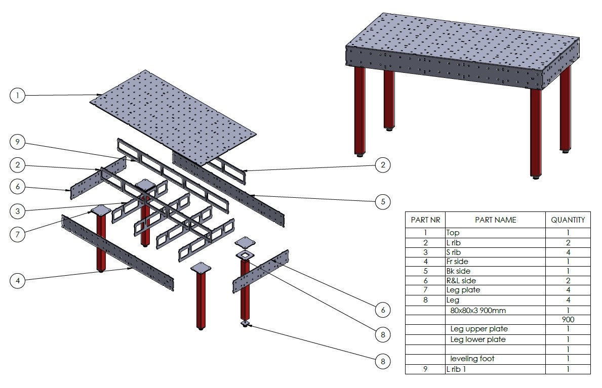 DIY Welding Table DXF Files 2000x1000x200mm D16 10mm Thickness Etsy
