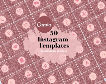 50 roséguldfärgade Instagram-omslag – Canva-mallar (digital nedladdning)