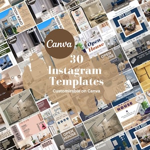 30 Open House Social Media Posts | Realtor Instagram Post templates | Open House Instagram Posts | Real Estate Marketing | Canva Templates