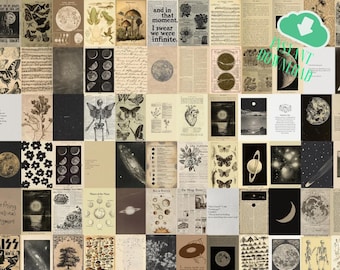 75 PCS Vintage Aesthetic Photo Collage Kit | Fairy Grunge Room Decor Aesthetic | Fairycore Decor | Botanical Wall Prints | Wall Collage Kit