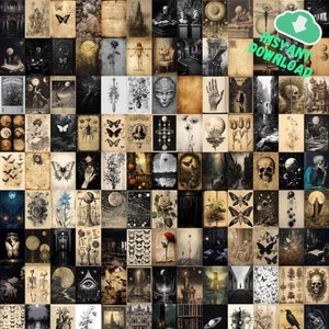 160 Stück | Dark Academia Ästhetisches Wanddekor | Vintage Poster Wandcollage Kit | 4"x6" Drucke | Digitaler Download