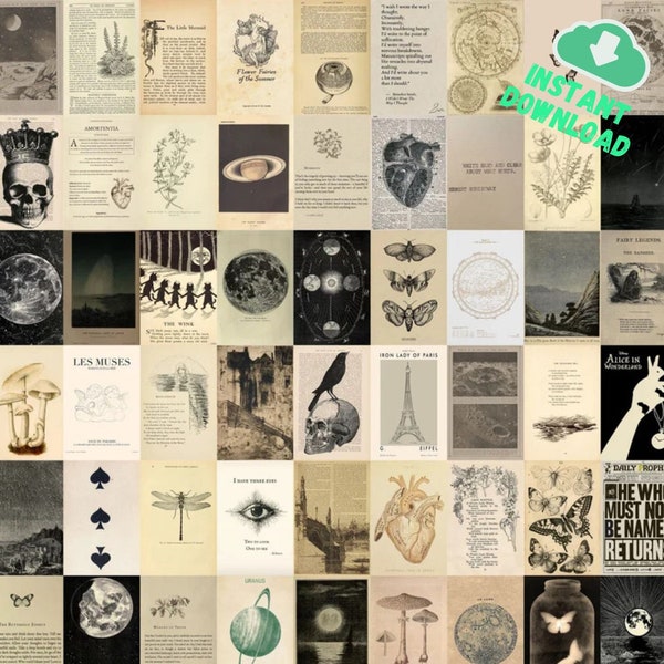 100 STUKS| Fairy Grunge Decor Esthetisch | Botanische Muur Collage Kit | Goblincore Decor Esthetisch | Grunge Esthetisch Kamer Decor | Digitaal downloaden