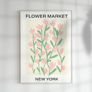 Flower Market Print, Floral Decor Posters, New York Poster, Custom Wall Art Set, Digital Download