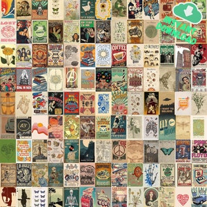 250 STÜCK Vintage Poster Ästhetische Wand-Collage Kit | Vintage Wanddekoration | Ästhetisches Raumdekor | Digitaler Download