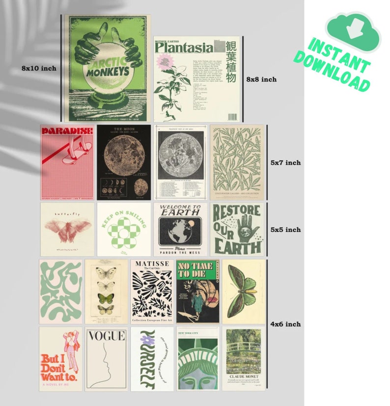 TYFYH Kit di Collage da Parete Botanico Vintage - 70 Pezzi Decorazione Estetica per Indie Room - Wall Art Decor