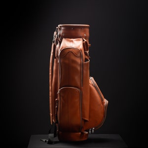 Leather Golf Bags Leather Golf Stand Custom Design Leather 6 Section 5 Zip Pockets Golf Bag image 7