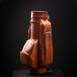 Leather Golf Bags Leather Golf Stand Custom Design Leather 6 Section 5 Zip Pockets Golf Bag image 6