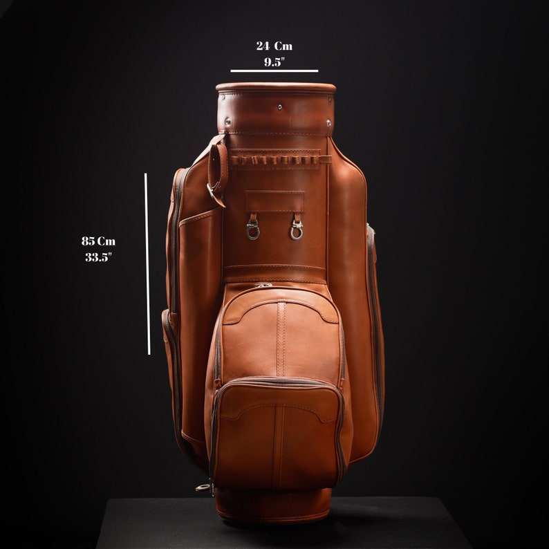Leather Golf Bags Leather Golf Stand Custom Design Leather 6 Section 5 Zip Pockets Golf Bag image 9