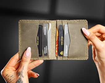 Slim Leather Card Case - Handmade Leather Card Holder - Leather Mens Wallet - Leather Bifold Wallet - Minimalist – Front Pocket Wallet