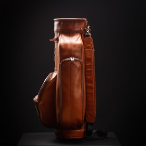 Leather Golf Bags Leather Golf Stand Custom Design Leather 6 Section 5 Zip Pockets Golf Bag image 5