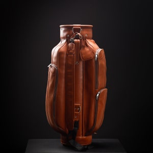 Leather Golf Bags Leather Golf Stand Custom Design Leather 6 Section 5 Zip Pockets Golf Bag image 2