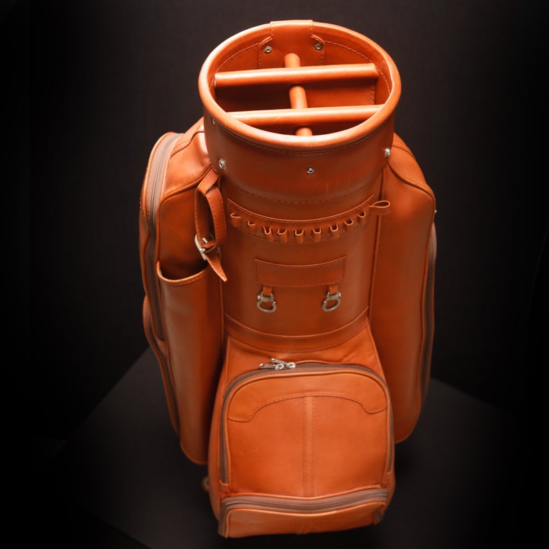 Leather Golf Bags Leather Golf Stand Custom Design Leather 6 Section 5 Zip Pockets Golf Bag image 8
