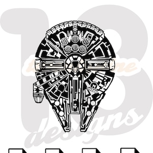 Millennium Falcon Star Wars Archivos SVG, PNG, PDF y Dxf, Diseño de camisetas, Impresiones digitales, Gráficos digitales, Silueta
