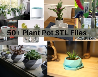 Plant Pots STL Files Bundle | 3D Printing Files | Self Watering Planter | Plant Saucer | Flower Pot | Gardening | Digital Download