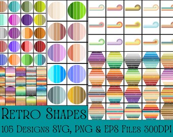 Retro Shapes SVG Bundle Retro Geometric Shapes Machine Cut Files and Sublimation Graphics png & eps Files Wall Art
