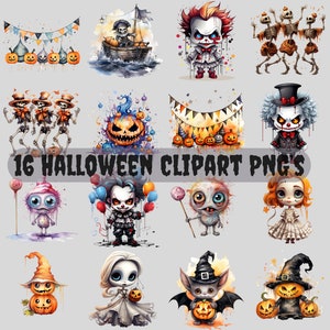 16 Halloween Clipart Sublimation Files | PNG Files | POD Designs | Digital Download