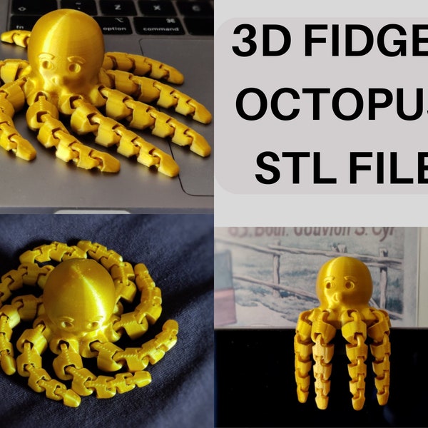 Flexi Cute Fidget Toy Octopus 3D Print Stl File | Stl File For 3D Printers | 3D Flexi Model Stl