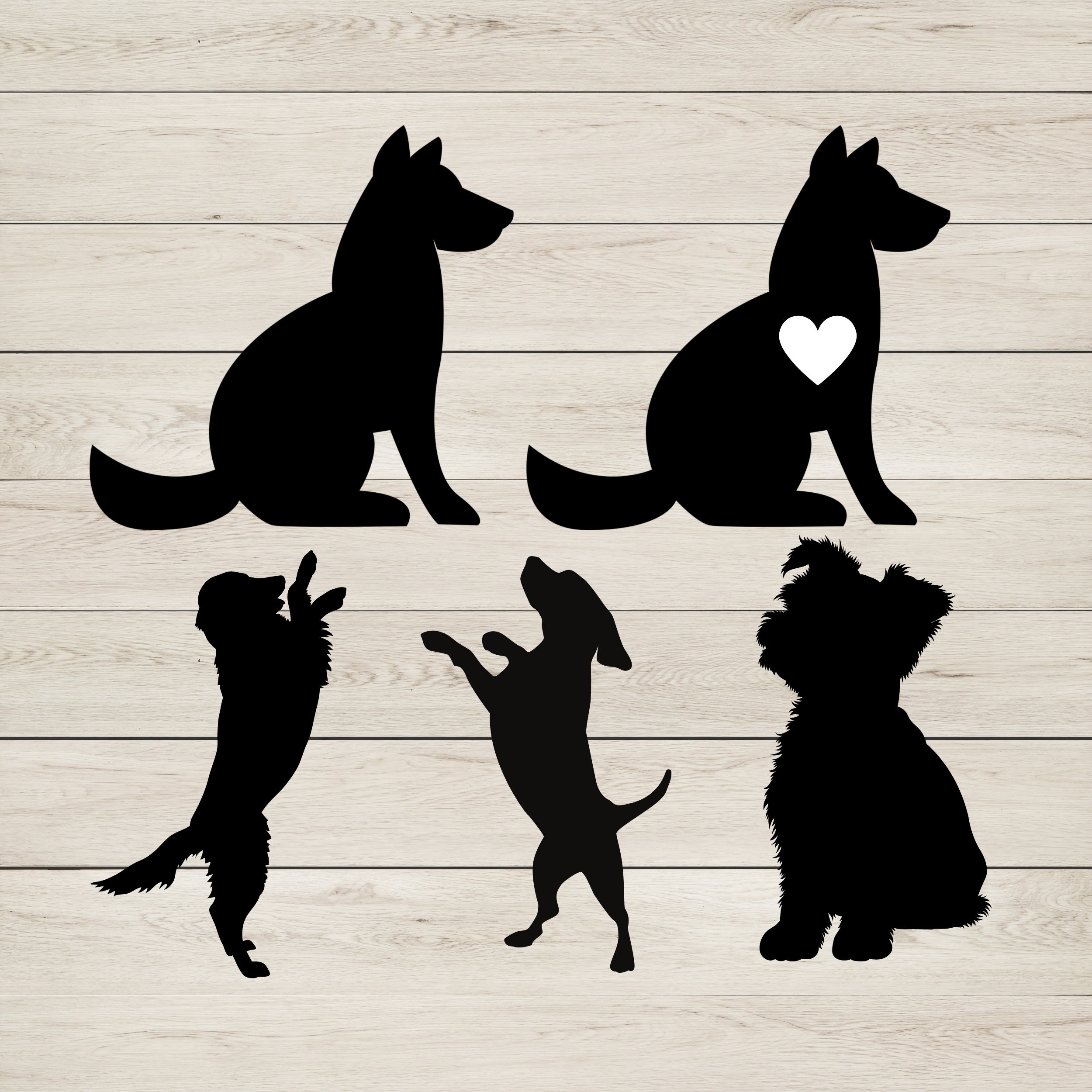 Dogs and Cats Clipart Bundle Svg, Dxf, Eps, Png, Silhouettes, Sitting ...