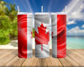 Canada Flag Tumbler Design for 20oz Tumblers - Tumbler Wrap, Sublimation Design, Straight Can be used for Sublimation & More! Canadian Flag