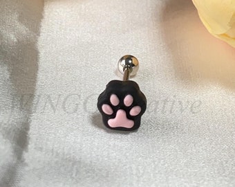 Cute Cat&#39;s Paw Tongue Stud, Punk Style Stud, Sweet Tongue Ring, Titanium Steel Tongue Stud, Stud Piercing, Tongue Barbell, Body Jewelry
