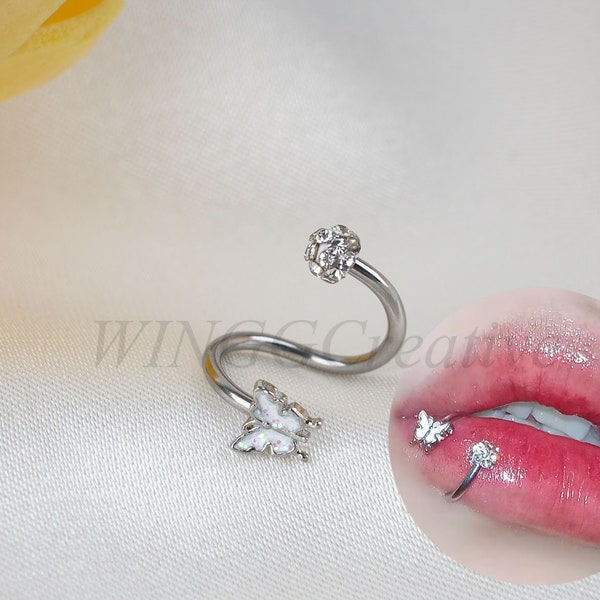 S Shape Butterfly Lip Ring, Sweet Lip Ring, Nose Ring, Lip Piercing, Fashion Piercing Charm, Women Body Jewelry, Girls Accessories