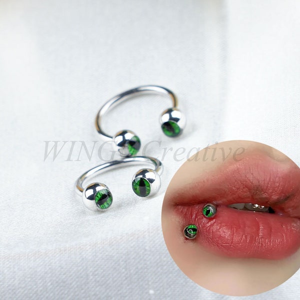 Evil Eyes Lip Ring, Eyeball Lip Ring, Punk Body Stud Piercing, Rivet Tongue Ring, Body Piercing, Devil Lip Ring, Titanium Spike Lip Piercing