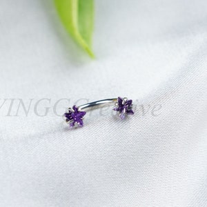 Purple Star Zircon Lip Ring, Personality Lip Stud, Punk Style Stud, Cartilage Tragus Piercing, Titanium Steel Tongue Stud, Piercing Jewelry