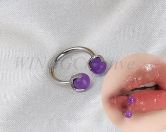 Anillo de labio de ópalo puro, anillo de labio de garra de dragón, perforación de labios fresco, encantos de perforación de cartílago, perforación de tragus, joyería de perforación del cuerpo de las mujeres