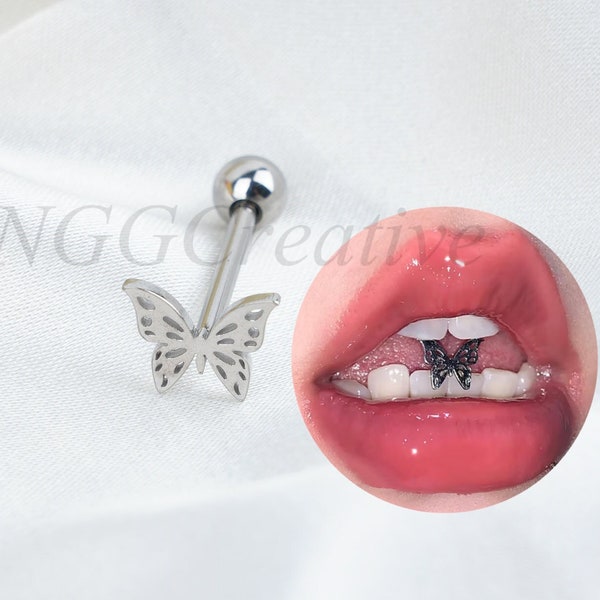 Sweet Butterfly Tongue Stud, Titanium Steel Tongue Stud, Cool Punk Tongue Stud Piercing, Tongue Barbell Piercing, Tongue Jewelry Charm