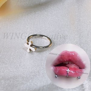Cross Lip Ring, Creative Lip Ring, Cool Tragus Piercing, Fashion Eyebrow Ring, Girls Cartilage Piercing, Women Body Piercing, Piercing Charm