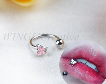 Butterfly Lip Ring, Sweet Lip Ring, Nose Ring, Eyebrow Ring, Cartilage Piercing, Fashion Eyebrow Ring, Women Body Jewelry, Girls Accessories