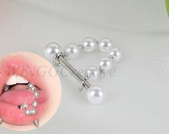 Acrylic Pearl Chain Tongue Stud Cool Tongue Barbell Titanium Steel Stud Tongue Jewelry Body Jewelry Piercing Charms Punk Accessories Etsy