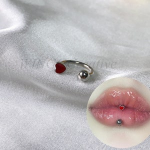 Heart Lip Ring, Personality Lip Stud, Punk Style Stud, Cartilage Tragus Piercing, Titanium Steel Tongue Stud, Body Piercing Jewelry