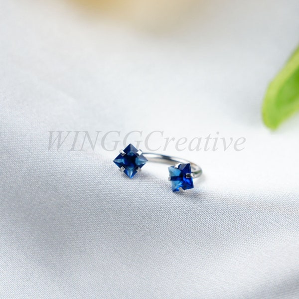 Blue Zircon Lip Ring, Personality Lip Stud, Punk Style Stud, Cartilage Tragus Piercing, Titanium Steel Tongue Stud, Body Piercing Jewelry