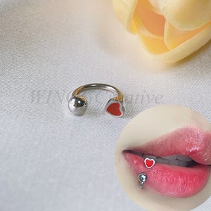 Heart Lip Ring, Personality Lip Stud, Titanium Steel Tongue Stud, Punk Style Stud, Cartilage Tragus Piercing, Body Piercing Jewelry