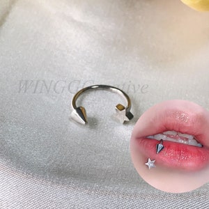 Anneau pour les lèvres démon étoile, piercing au tragus cool, anneau pour les lèvres personnalité, anneau pour sourcils tendance, bijoux de corps pour femme, piercing au cartilage pour fille image 1