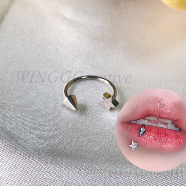 Anneau pour les lèvres démon étoile, piercing au tragus cool, anneau pour les lèvres personnalité, anneau pour sourcils tendance, bijoux de corps pour femme, piercing au cartilage pour fille